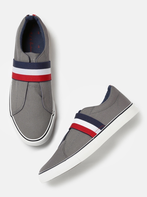 

Mast & Harbour Men Grey Solid Slip-On Sneakers