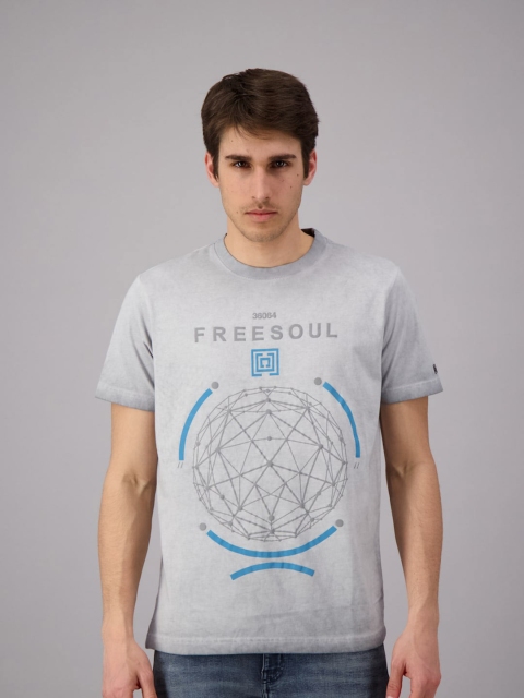 

FREESOUL Men Grey Printed T-shirt