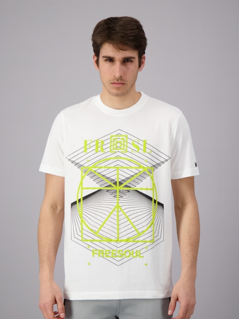 

FREESOUL Men White Printed Pure Cotton T-shirt