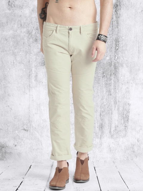 

RDSTR Men Off-White Regular Fit Solid Trousers
