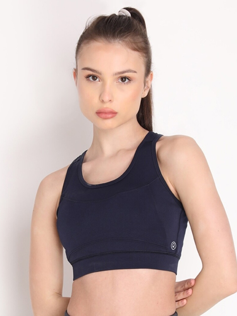 

Chkokko Navy Blue Solid Lightly Padded Sports Bra