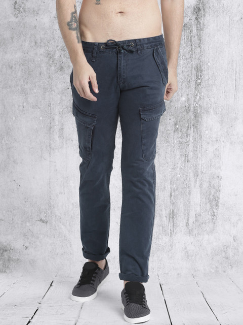 

RDSTR Men Navy Regular Fit Regular Trousers, Navy blue
