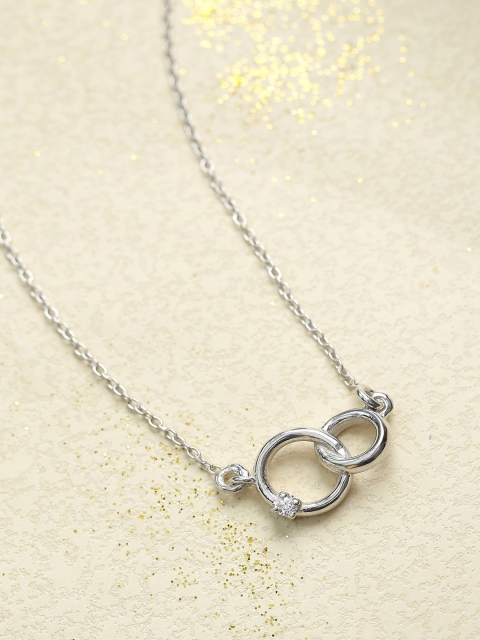 

Hiara Jewels 925 Sterling Silver Rhodium-Plated Solitaire Infinity Pendant With Chain