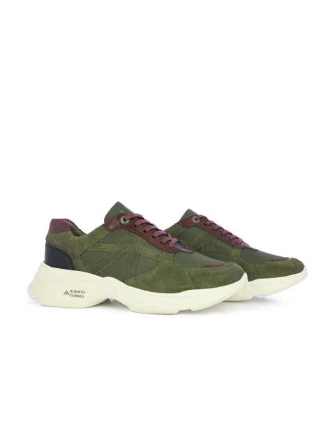 

Alberto Torresi Men Olive Green Mesh Running Shoes