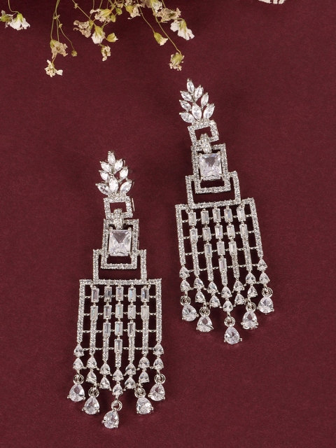 

JEWELS GEHNA White Contemporary Drop Earrings