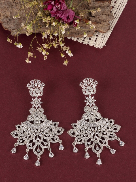 

JEWELS GEHNA White Contemporary Drop Earrings