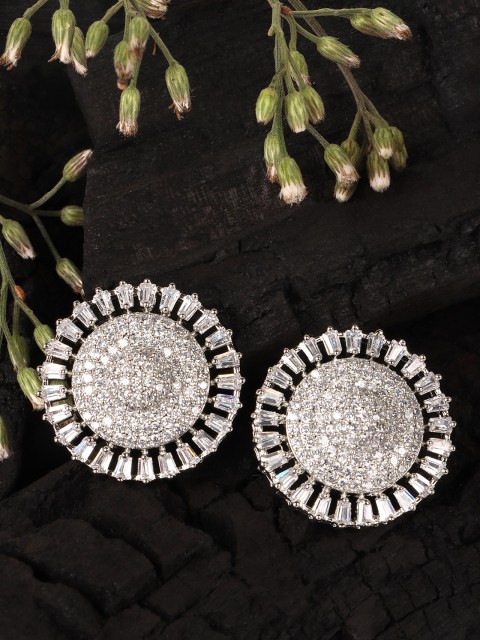 

JEWELS GEHNA White Circular Studs Earrings