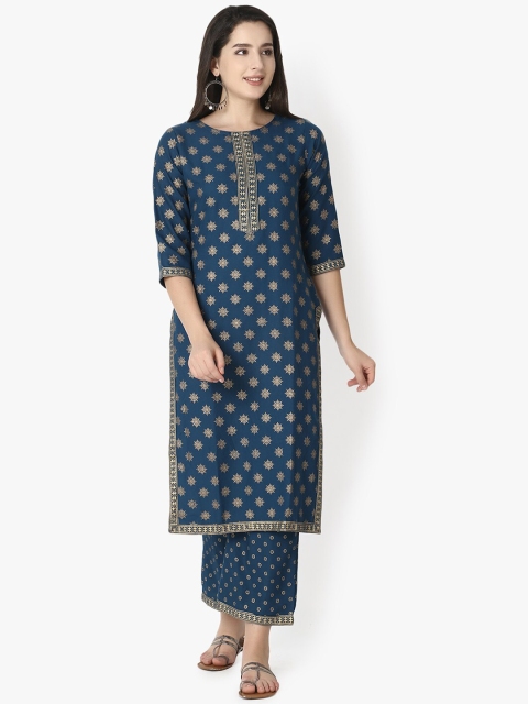 

Sitaram Designer Women Teal Paisley Printed Kurta with Palazzos