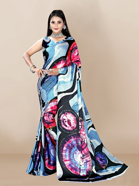 

VAIRAGEE Blue & Black Silk Blend Saree