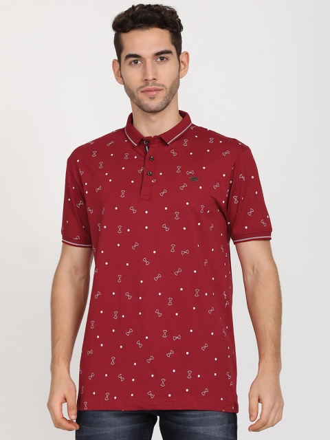 

V2 Value & Variety Men Maroon Printed Polo Collar Applique T-shirt