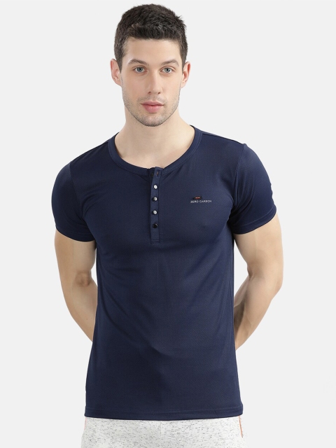 

V2 Value & Variety Men Blue Henley Neck T-shirt