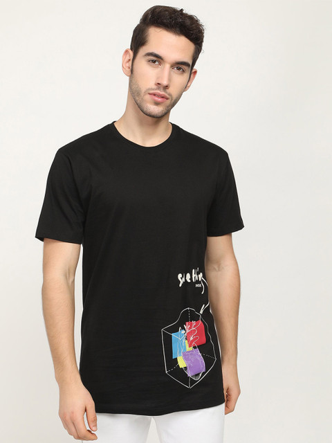 

V2 Value & Variety Men Black Printed Applique T-shirt