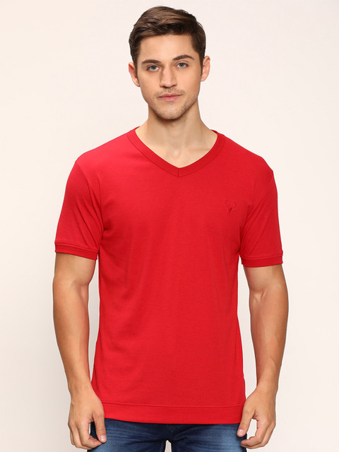

V2 Value & Variety Men Red V-Neck Raw Edge T-shirt