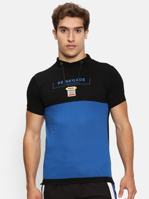 

V2 Value & Variety Men Black Colourblocked Polo Collar Pure Cotton Applique T-shirt