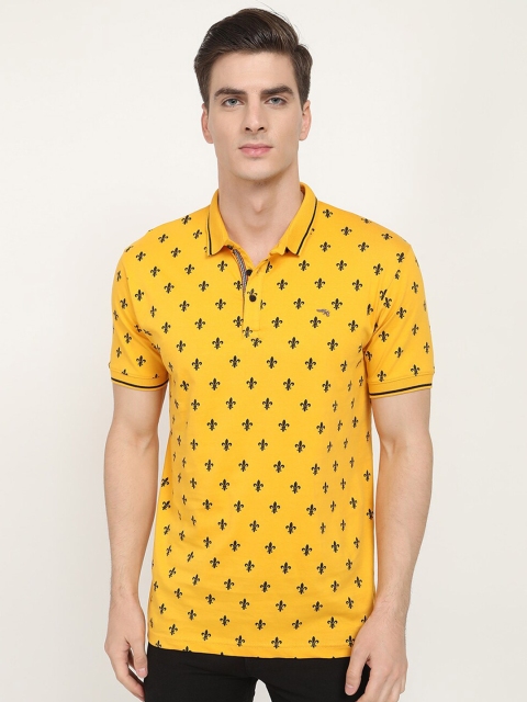 

V2 Value & Variety Men Mustard Yellow Printed Polo Collar T-shirt