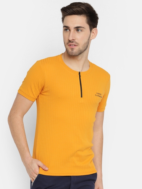 

V2 Value & Variety Men Mustard Yellow Henley Neck T-shirt