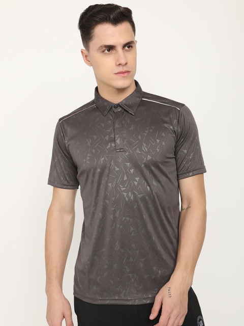 

V2 Value & Variety Men Grey Polo Collar Raw Edge T-shirt