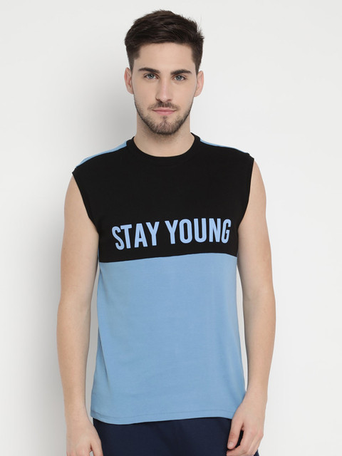 

V2 Value & Variety Men Blue Typography Printed Applique T-shirt