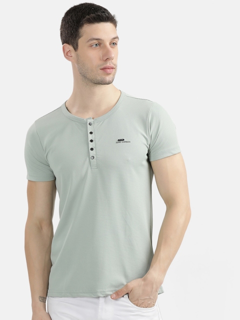 

V2 Value & Variety Men Green Henley Neck T-shirt