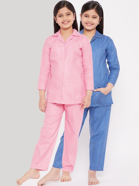 

KYDZI Girls Blue & Pink Printed Night suit