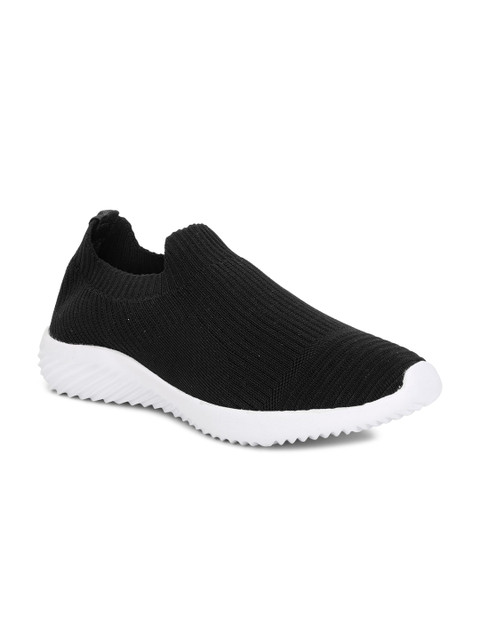 

IMT Men Black Woven Design Slip-On Sneakers