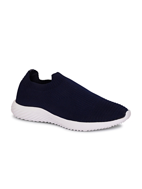 

IMT Men Navy Blue Woven Design Slip-On Sneakers