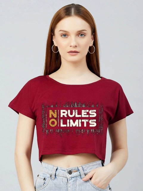 

Dipsha Maroon Print Boxy Crop Top