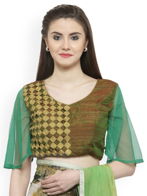 

Mitera Green & Beige Zari Pure Georgette Saree