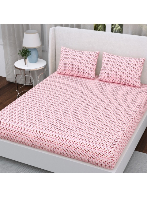 

Aura Pink & Red 200 TC Queen Bedsheet with 2 Pillow Covers