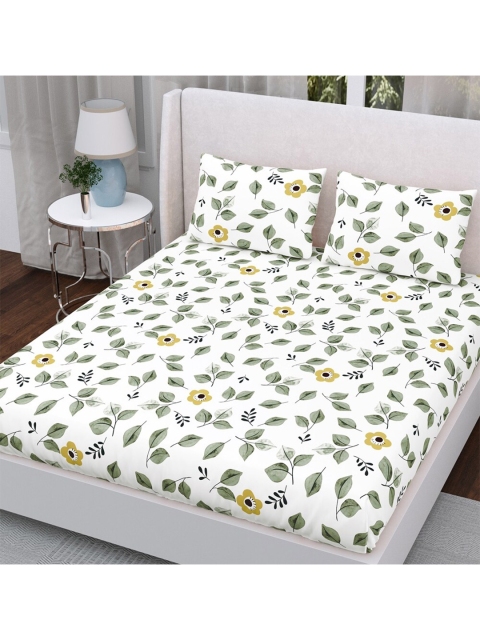 

Aura Off White & Grey Floral 200 TC Queen Bedsheet with 2 Pillow Covers