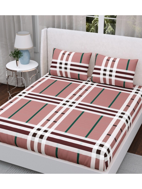 

Aura White & Pink Floral 200 TC Queen Bedsheet with 2 Pillow Covers