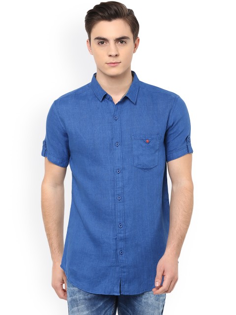 

SPYKAR Men Blue Slim Fit Linen Casual Shirt