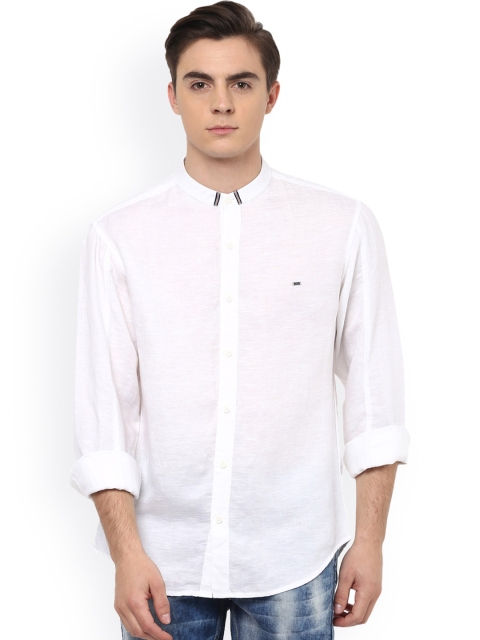 

SPYKAR Men White Slim Fit Linen Casual Shirt