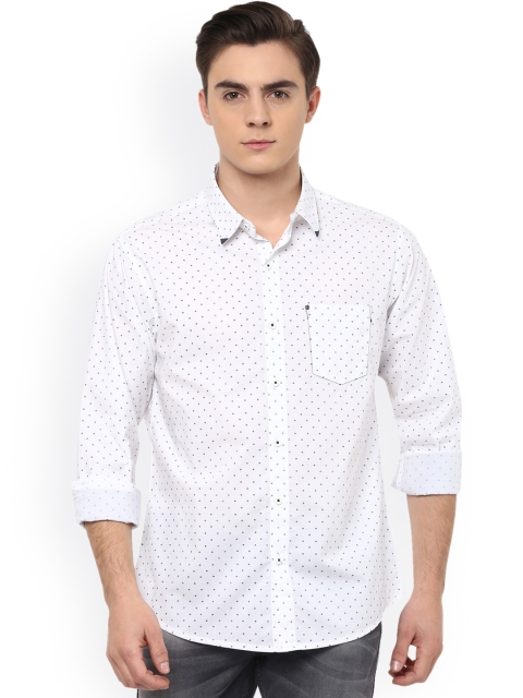 

SPYKAR Men White Slim Fit Printed Casual Shirt
