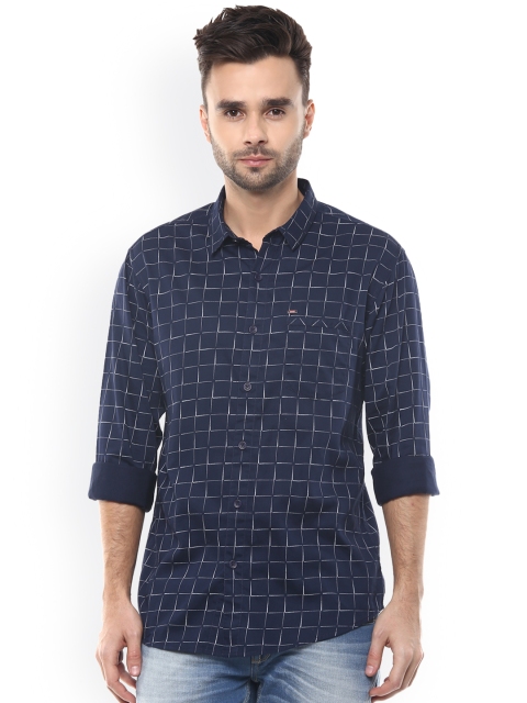 

SPYKAR Men Navy Slim Fit Printed Casual Shirt, Navy blue