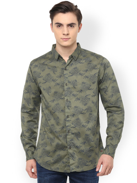 

SPYKAR Men Olive Slim Fit Printed Casual Shirt