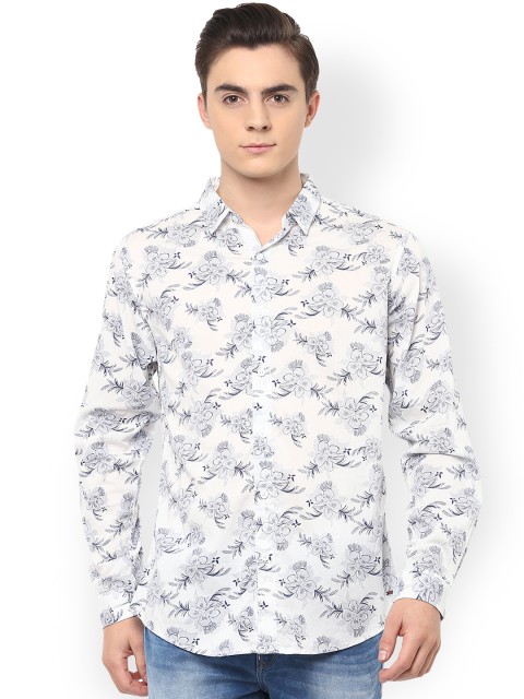 

SPYKAR Men White Slim Fit Printed Casual Shirt