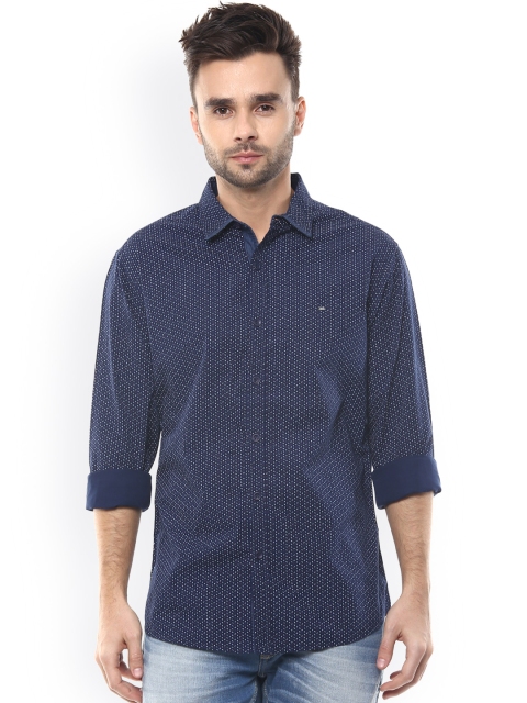 

SPYKAR Men Navy Slim Fit Printed Casual Shirt, Navy blue