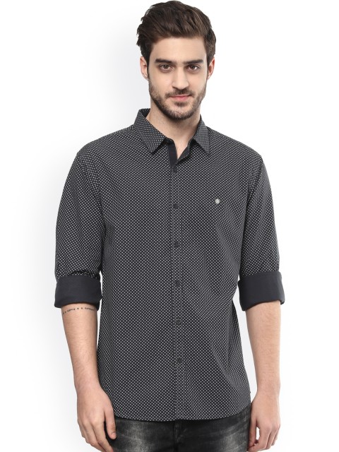 

SPYKAR Men Charcoal Grey Regular Fit Printed Casual Shirt