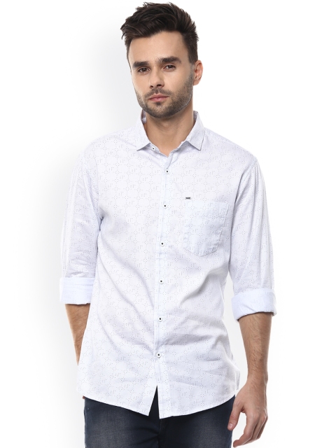 

SPYKAR Men White Slim Fit Printed Casual Shirt