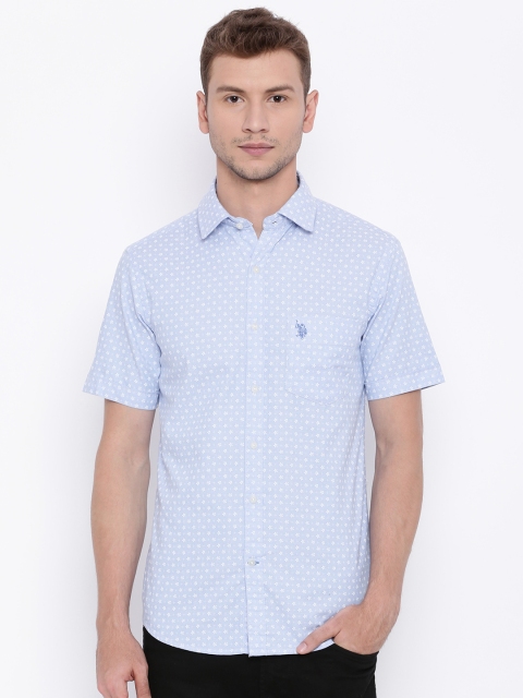 

U.S. Polo Assn. Men Blue Tailored Fit Floral Print Casual Shirt
