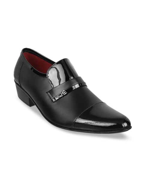

Metro Men Black Solid Leather Formal Slip ons