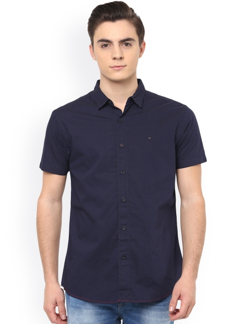 

SPYKAR Men Navy Slim Fit Printed Casual Shirt, Navy blue