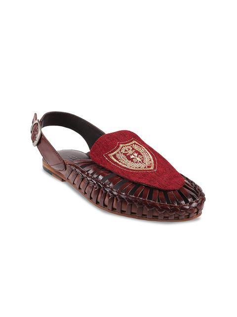 

Metro Men Maroon Ethnic Leather Shoe-Style Sandals