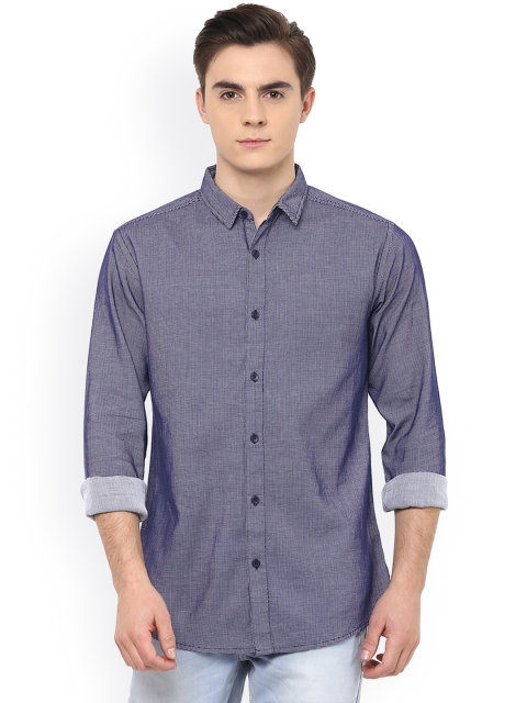 

SPYKAR Men Blue Slim Fit Self-Design Casual Shirt