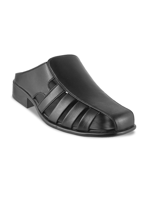 

Metro Men Black Leather Clogs Sandals