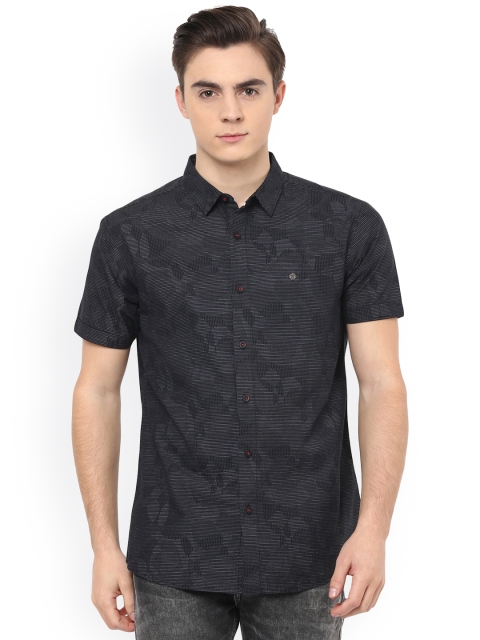 

SPYKAR Men Black Slim Fit Self-Design Casual Shirt