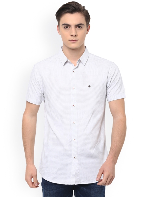

SPYKAR Men White Slim Fit Printed Casual Shirt