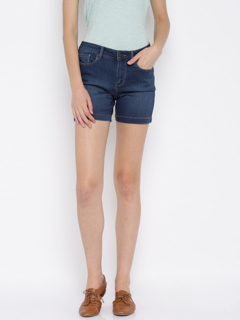 

Vero Moda Women Blue Washed Regular Fit Denim Shorts