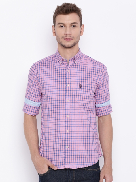 

U.S. Polo Assn. Men Pink Checked Tailored Fit Casual Shirt